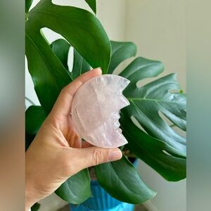 Rose Quartz Moon Carving
